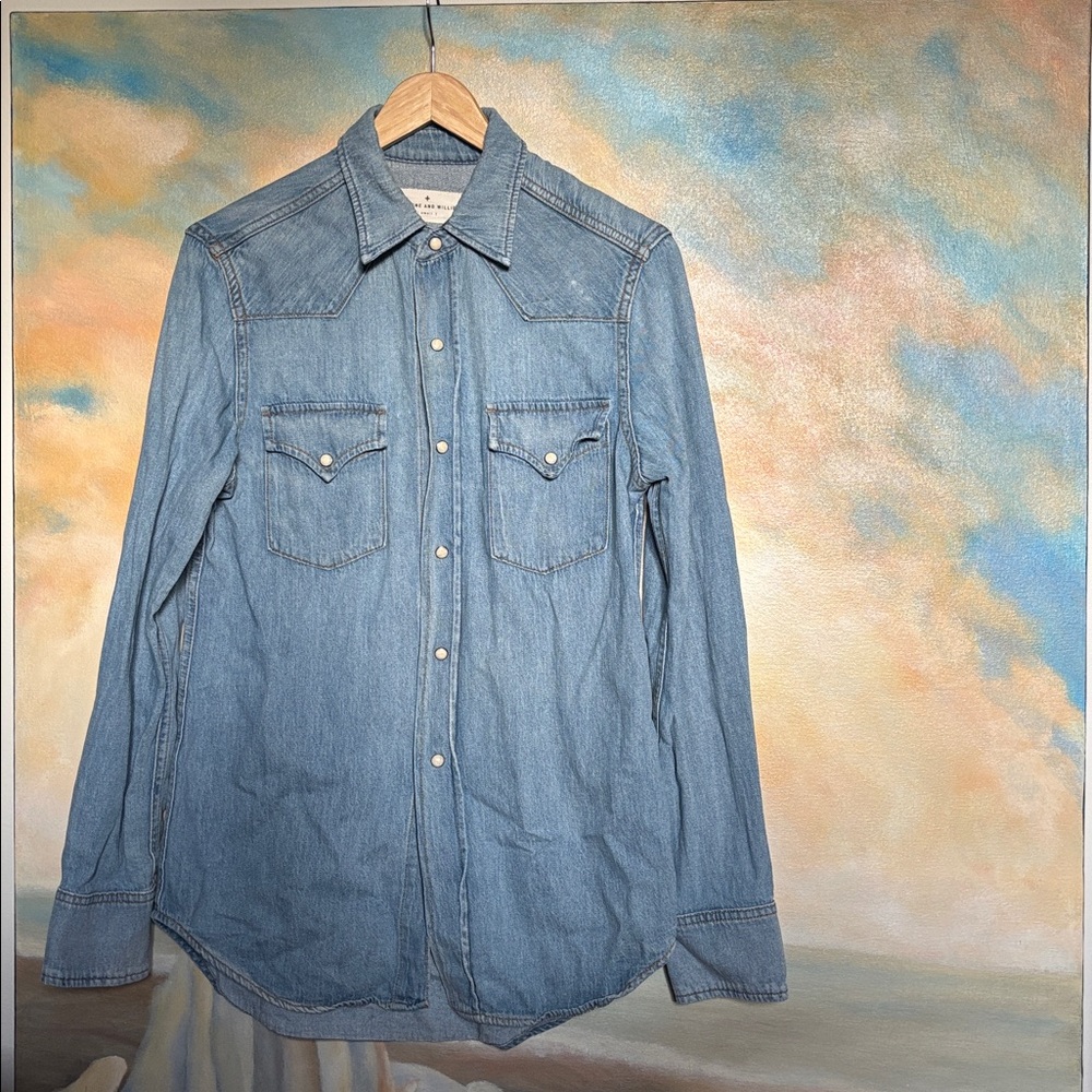 imogene + willie Leah Denim Snap Western Shirt Size S NWOT